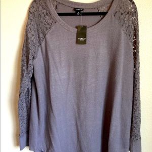 Torrid sweater with lace shoulders
